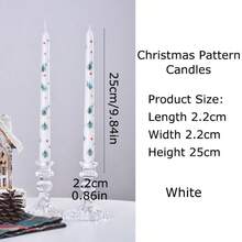 2pcs 25cm Christmas Tree Snowman Printing Long Candle, Smokeless Design, Ins Style Christmas Creative Dining Table Atmosphere Decoration Bedroom Aromatherapy, Perfect For Christmas Party Decorations, Atmosphere Desktop Decoration, Christmas Gifts (No Electricity Required) Home Decor Christmas Decorations Room Decor