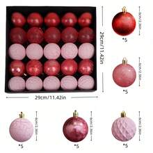 25pcs/Box New 6cm/2.36in Christmas Balls, Thickened Anti-Drop Christmas Tree Hanging Balls, Holiday Party Decorations Home Decor Christmas Decorations Room Decor
