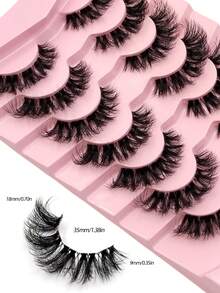 7对蓬松柔软的仿貂毛假睫毛，簇状设计，透明睫毛梗，适合初学者日常使用，可重复使用，可用于美妆嫁接。 - 濃密款 - 查看 4