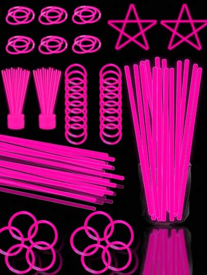 50/100pcs 8-Inch Pink Glow Sticks, High Quality Super Bright Glowing Sticks, Luminous Art Sticks, Lighting Decorations, Glow-In-The-Dark Effect, Sustained Glow For 8-12 Hours, Add Radiance To Parties, Can Be Used To Make Bracelets, Necklaces, Neon Lights, Wedding Party Glow Sticks, More Vibrant Glow