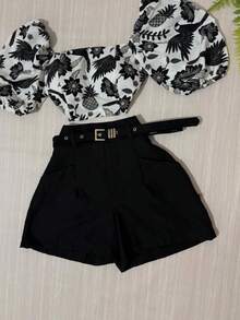 PREMIUM COMFORTABLE SHORTS WITH LINED BELT FASHION - Black - View 2