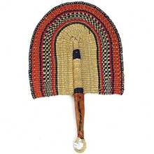 One Burkina Faso African Hand Fan Woven 16" Long For Women & Men | Home Decoration
