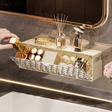 1 Stück Spiegelschrank Aufbewahrungsbox, Wattestäbchen Box, Badezimmer nicht perforiertes Make-up Pad, Lippenstift Klapptür staubdichte Aufbewahrungsbox, Socken Aufbewahrungsbox