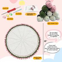 Crochet Rose Bouquet Blanket Kit - DIY Knitting Set For Adults, And Crochet Lily Of The Valley Bouquet Blanket Includes Handmade Crochet Flower Bouquet, Complete With Step-By-Step Video Tutorials, Ideal Handmade Gift For Mother'S Day, Knitting Lover, Crochet Kits For Adult For Advanced - Pink Rose - 查看 5