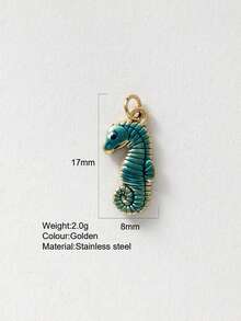 1pc Cute Cartoon Stainless Steel Crab, Seashell, Seahorse, Dolphin, Elephant Pendant, DIY Necklace, Earring, Bracelet, Keychain Jewelry Accessory, Suitable For Party, Halloween Decoration