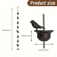 Black Bird Rain Chain - Decorative Water Drainage Ditch With Hooks, Suitable For Garden, Park, And Home Roof Sewers, Durable Plastic, Easy To Install, Features 8 Bird Shapes, Outdoor Drainage Ditch | Decorative Rain Chain | Durable Plastic, Bird Shaped Decoration