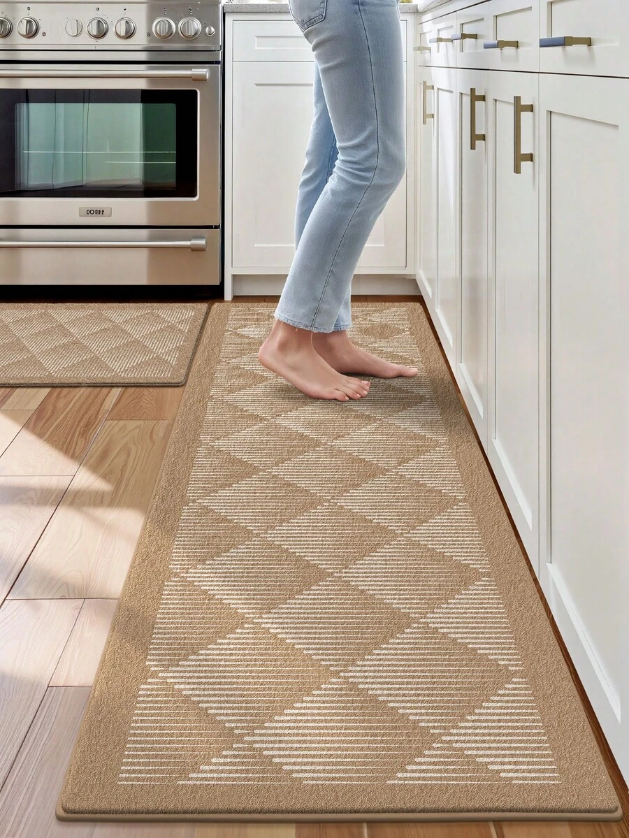 DAJIANG 1 pieza Felpudo antideslizante de terciopelo grueso, alfombra de piso cómoda, alfombra de pasillo, alfombra de cocina, lavable a máquina, fácil de limpiar, decoración del hogar, alfombra de cocina