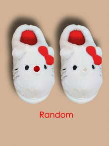 SANRIO 卡通毛绒拖鞋，适合青少年和女孩 - 舒适温暖，卡通鞋，毛茸茸的拖鞋，毛茸茸的拖鞋，鞋底带有可爱的  人物  设计 - 非常适合冬季室内休闲 - 白色 - 查看 7