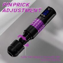 Wireless Tattoo Gun Kit TDDJNN Complete Tattoo Machine Set, Vertical Direct Drive Dual Bearing Motor, 8500 RPM, Equipped With 10 Cartridge Needles, 7 Colors Of Tattoo Ink, Bandages, Transfer Paper, Practice Skin, Gloves And Ink Cups, Suitable For Beginners And Professional Tattoo Artists (Black/Purple) - Màu tím  Violet - Xem 6