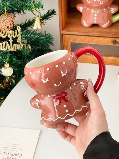 可爱卡通圣诞姜饼人情侣陶瓷杯、茶杯、果汁杯、咖啡杯