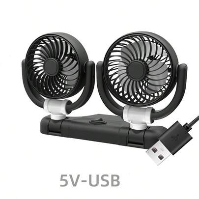 2-Head Car Cooling Fan, Portable Dual-Head USB Cooling Fan. Adjustable Speed, 360° Rotation, Brings Coolness To Every Corner, Improves Ventilation And Air Circulation. Fan For Dashboard, Easy To Carry, Can Be Used As Desktop Fan. Easy To Install, Comes With Adhesive Tape. Widely Applicable, USB Fan Suitable For Indoor And Outdoor, Fits Most Vehicles Like SUV, Sedan, Car, Truck, RV, And Can Be Used In Office, Desk, Bedroom, Etc.