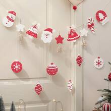 1 set Brad de Crăciun CRĂCIUN FERICIT, Reni, Moș Crăciun, Banner roșu pentru decorarea petrecerii cu cadouri, Ornament agățat cu pom-pom - Multicolor - Vizualizare 6