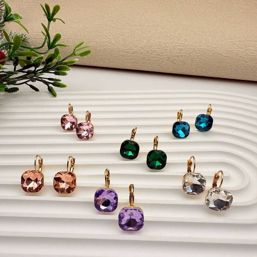 Set di orecchini alla moda con combinazione di cristalli, adatto per uscire - Multicolore - Visualizzare 1