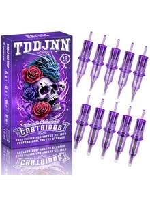 Wireless Tattoo Gun Kit TDDJNN Complete Tattoo Machine Set, Vertical Direct Drive Dual Bearing Motor, 8500 RPM, Equipped With 10 Cartridge Needles, 7 Colors Of Tattoo Ink, Bandages, Transfer Paper, Practice Skin, Gloves And Ink Cups, Suitable For Beginners And Professional Tattoo Artists (Black/Purple) - Màu tím  Violet - Xem 8