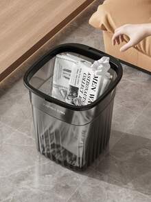 1pc Household Garbage Bin, Large Plastic, Transparent, High Aesthetics Garbage Bin, Bathroom, Kitchen, Living Room Garbage Bin, Thick Paper Basket Garbage Bin