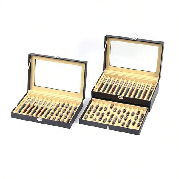 Estuche de piel sintética para bolígrafos, caja de almacenamiento y exhibición, caja de regalo para el Día de la Madre, Día del Maestro