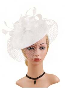 1Pc Ffascinators Hats For Women Fancy Tea Party Hats 2024 Elegant 1950s Kentucky Derby Hats Feather Hair Clip For Bride Wedding Party Birdcage Veil Headband Flower 1920s Headpiece For Horse Race Vintage Bridgerton Fedora Beret Hats 50s Outfit Church Hats Black Veil For Funeral 1940s Dresses Victorian Hat Pillbox Hats Lolita Accessories For Women Girl Birthday Mother's Day Halloween Christmas Gift - Style a - View 12