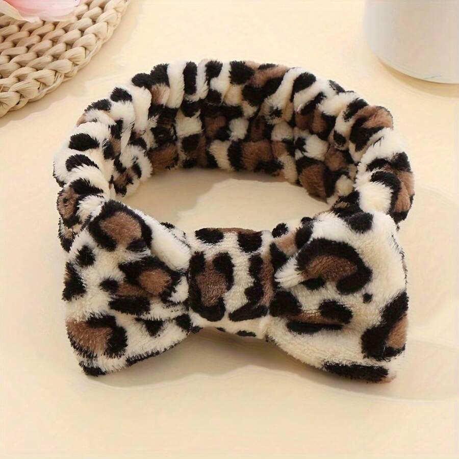 1 Piece Fashionable Leopard Print Bow Headband, Soft Elastic Polyester ...