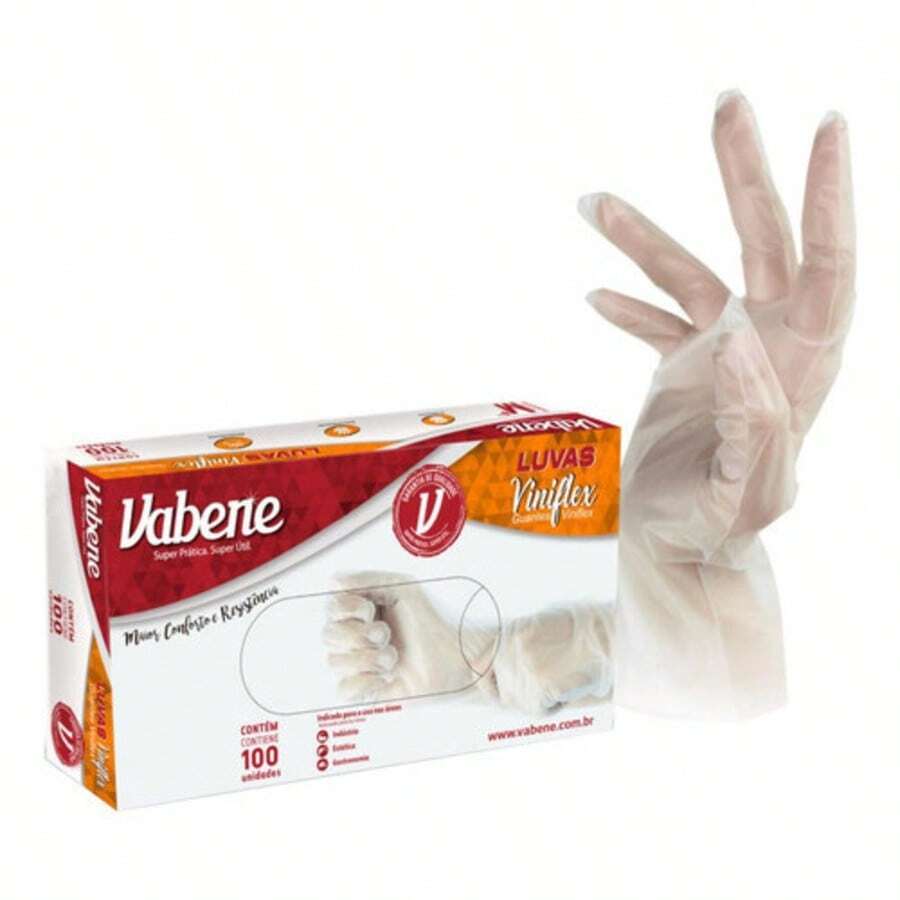 Kit 100 Luvas Descartáveis Viniflex Translúcida Resistente