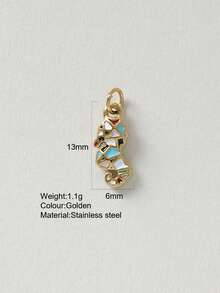 1pc Cute Cartoon Stainless Steel Crab, Seashell, Seahorse, Dolphin, Elephant Pendant, DIY Necklace, Earring, Bracelet, Keychain Jewelry Accessory, Suitable For Party, Halloween Decoration