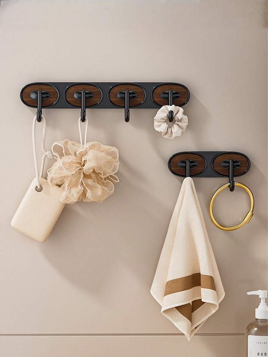 1个木纹免打孔挂钩，免打孔门挂，重型挂钩，玄关钥匙架，浴室墙面粘钩 - 彩色 - 查看 1