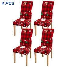2/4/6 غطاء كرسي مطبوع بطبعات عيد الميلاد، مع عناصر عيد الميلاد مثل بابا نويل والثلجي والرنة، ديكور منزلي لفنادق وحفلات ومطاعم، ديكور عيد الميلاد الأساسي، هدية عيد الميلاد المثالية