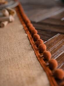 1 Stück Bohemian Stil Heim Dekoration Quaste Tischdecke, Creme und Braun Fransen Tischläufer mit Quasten, ideal für Restaurant, Wohnzimmer, Schlafzimmer Dekoration oder Bridal-Shower Geschenk