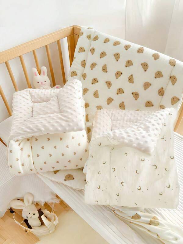 1pc All Season Baby Padded Mattress Topper, Soft Plush Fabric For Spring/Summer Air-Conditioned Room, Nursery Bed Pad, Washable & Reversible