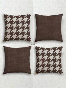 4 pièces Housses de coussin géométriques bohèmes avec fermeture éclair - Lavables en machine, imprimés recto-verso en marron, noir, beige et blanc - Parfaits pour la décoration du salon et de la chambre à coucher (Inserts de coussin non inclus), Coussins décoratifs - Tabac - Voir 5