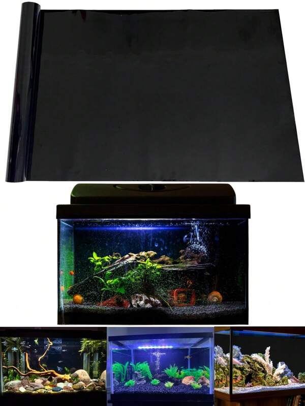 Papel de parede com fundo preto de 30 a 19 cm para aquários, adesivos de fundo estáticos para recipientes de vidro de aquários, acessórios decorativos e fundos de pôsteres para aquários. Adequado para paisagismo em habitats e abrigos de animais aquáticos, anfíbios e répteis.