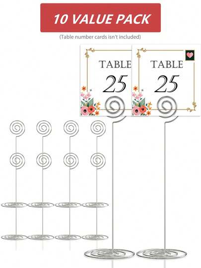 10 pièces Porte-numéros de table style sucette 22 cm - Pinces porte-photos de couleur argent, supports de numéros de table, pinces pour étiquettes de prix, convient pour mariages, fêtes, remises de diplômes, restaurants, réunions familiales, bureaux, lectures de tarot, décoration d'intérieur et plus encore