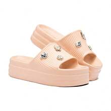 EVVA HIT Cloud Slide Flip Flops Comfort And Style - Original With Exclusive Pins Comfortable Women's Flip Flops For Everyday Simple Casual Appliques Holidays - 米色 - 查看 3