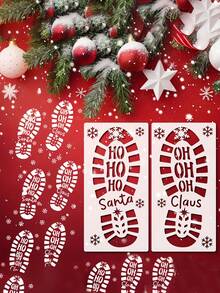 6/4/2 圣诞足迹镂空模板套装、圣诞足迹模板、圣诞主题绘画模板、圣诞侏儒手足印模板套装、节日绘画模板、圣诞主题墙绘喷绘模板、大型圣诞老人足迹和雪花图案以及麋鹿足迹图案 - 彩色 - 查看 8