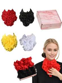 1 pieza Snood de mujer de gasa arrugada, cuello falso, bufanda con protección para el cuello, de seda versátil y elegante, adecuada para el uso diario y actividades al aire libre, Día de San Valentín