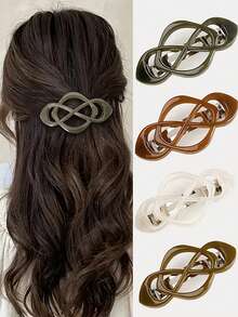 4个复古风格美拉德棕色哑光空心弹簧发夹，适用于凌乱发髻、低马尾、爪夹、发夹、发爪、发饰、头部饰品、女士发饰、发卡 - 彩色 - 查看 8