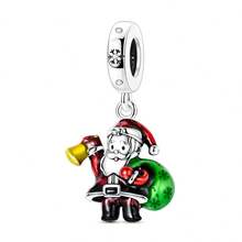 1 Stück Silberfarben Klassisch Rot Emaille Zirkonia Winter Weihnachts Kollektion Weihnachtsmann Weihnachtsbaum Glocke Elch Lebkuchenhaus Design passend für Original Armband Halskette Anhänger Perlen für DIY Schmuckherstellung Frauen Mädchen Weihnachtsparty Geschenke für Familie Freunde