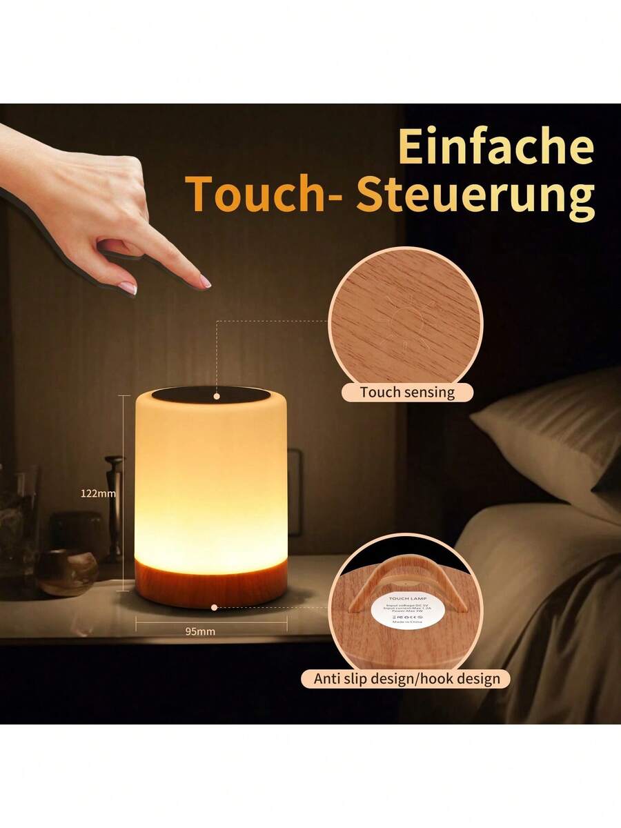 Luz LED portátil con sensor táctil, adecuada para niños y adultos, ayuda para la lactancia y el sueño, lámpara de enfermería recargable por USB, luz nocturna cálida, regulador de intensidad para el dormitorio, luz de sensor de movimiento AI para exteriores - Multicolor - Ver 1