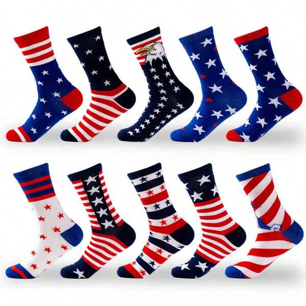 1 par de calcetines tipo tripulación unisex para el Día de la Independencia de Estados Unidos