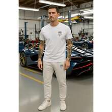 White T-Shirt + Jogger Pants Kit Opposite Modas Elegant Versatile High Quality - Off - View 3