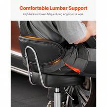 Shop Stool With Backrest, Pneumatic Garage Seat/Work Stool With Wheels, 300 Lbs Load, Adjustable Roller Creeper Seat, 360° Swivel Padded Workshop Stool, For Garage, Shop & Auto Repair, Black - With High Backrest, No Storage - View 3