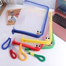 Bolsa con cremallera tamaño A4 de PP transparente con asa, organizador a prueba de polvo, carpeta de almacenamiento