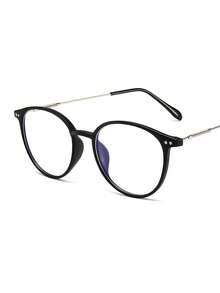 1pc Women's Round Black Glasses, Women's Glasses, Women's Fake Glasses, Transparent Glasses, Phone Accessories, Y2K Style, Back To School Season, Suitable For Daily Casual Wear And Office Occasions - Multicolor - View 5
