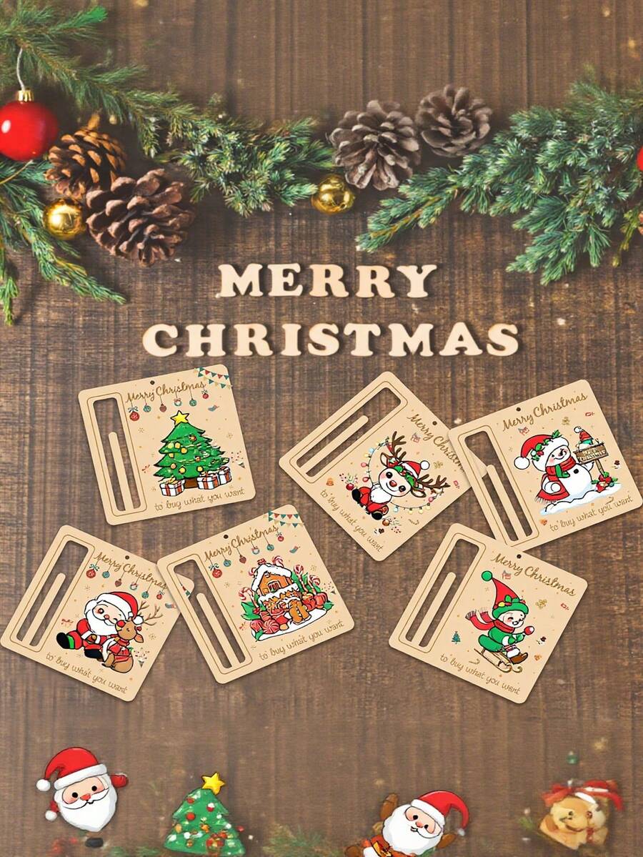 6pcs/Set Christmas Gift Wallet, Perfect For Christmas Party Celebration, Party Favors And Decorations, Cash Blessing Ornaments, Home Decor Hanging Accessories, Christmas Tree Ornaments, Holiday Gifts For Her (Pattern And Color Random)