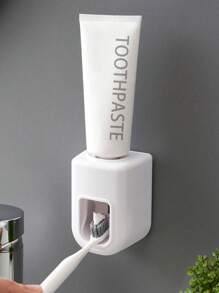 1pc Automatic Toothpaste Dispenser, Wall-Mounted Bathroom Accessories, Waterproof Toothpaste Squeezer Toothbrush Holder, Wall-Mounted Automatic Toothpaste Dispenser Slouchy Person's Gadget For Bathroom, Bathroom Supplies, Household Necessities