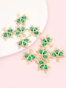 10pcs Colored Rhinestones Inlay Autumn Maple Leaf Charms Delicate Charming Clavicle Chain Necklace Earrings Keychain Hair Accessories DIY Sparkling Leaves Pendants - Perfect For Fall-Themed Party & Banquet, Great Decorations And Gift For Easter & Thanksgiving