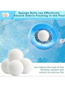 Pool Cleaning Ball For Pool Spa Hot Tubs, Reusable 3-Inch Hot Tub Absorber Ball, Washable Hot Tub Oil Spa Sponge, Removes Scale, Hot Tub Pool Oil Scum Filter Sponge Ball Hot Tub Scum Filter Oil Suction Decontamination Sponge, Suitable For Pools, Hot Tubs, Spas