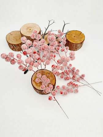 10个仿真红色浆果叉，配以莲子和吉祥果，小巧的红色浆果，适用于新年装饰、节日装饰、装饰浆果、时尚点缀、精致细节、塑料浆果、装饰水果、莲子、节日