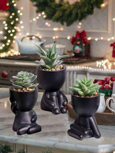 1/3pcs Artificial Velvet Succulent Plants, Available In Three Shapes, Cartoon Designs, PE Material, Green Colour, Suitable For Desktop Decoration, Home Decoration, Garden Decoration, School Dormitory And Office Decoration, Outdoor Parties, Festivals, Birthday Parties, Home Entrance, Hotel, Restaurant, Living Room, Bedroom, Wedding, Kitchen, Garden Decoration, Four Seasons Decoration, Christmas Decoration, Green Decoration. Christmas Decorations Room Decor