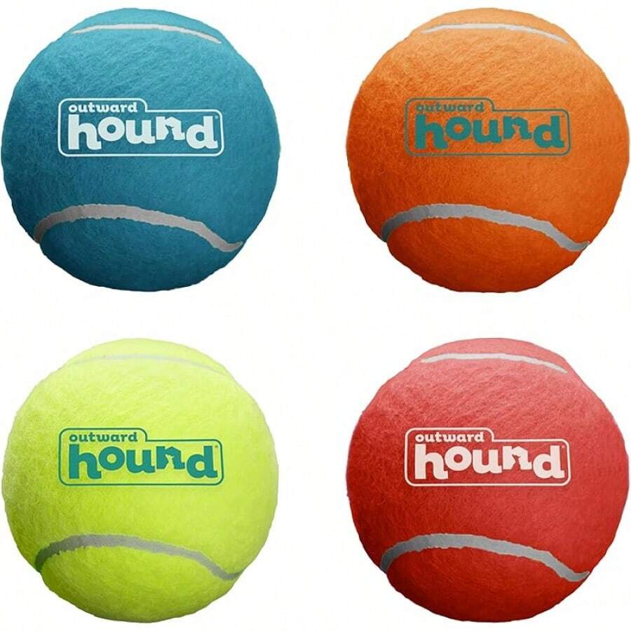 Outward Hound Squeaker Ballz, Interactive Dog Toy, Squeaky Tennis Ball, Durable Dog Toy Fetch, Multi-Pack Of 4, Medium - Nhiều quả bóng tennis - Xem 1