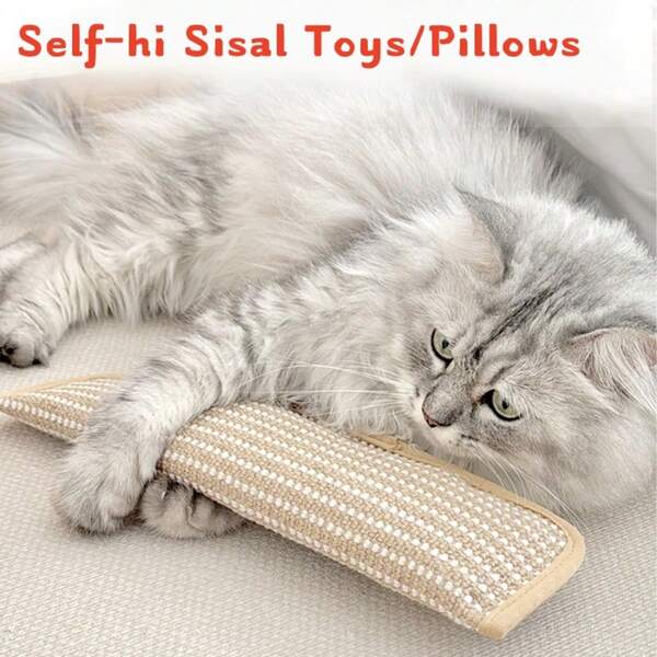 Tablero/Almohada/Juguete 3 en 1 para rascar gatos, Almohadas para gatos, Almohadillas con forma de patas de gato, Tableros de rascar de sisal para gatos, Juguetes de autoentreten imiento resistentes al desgaste